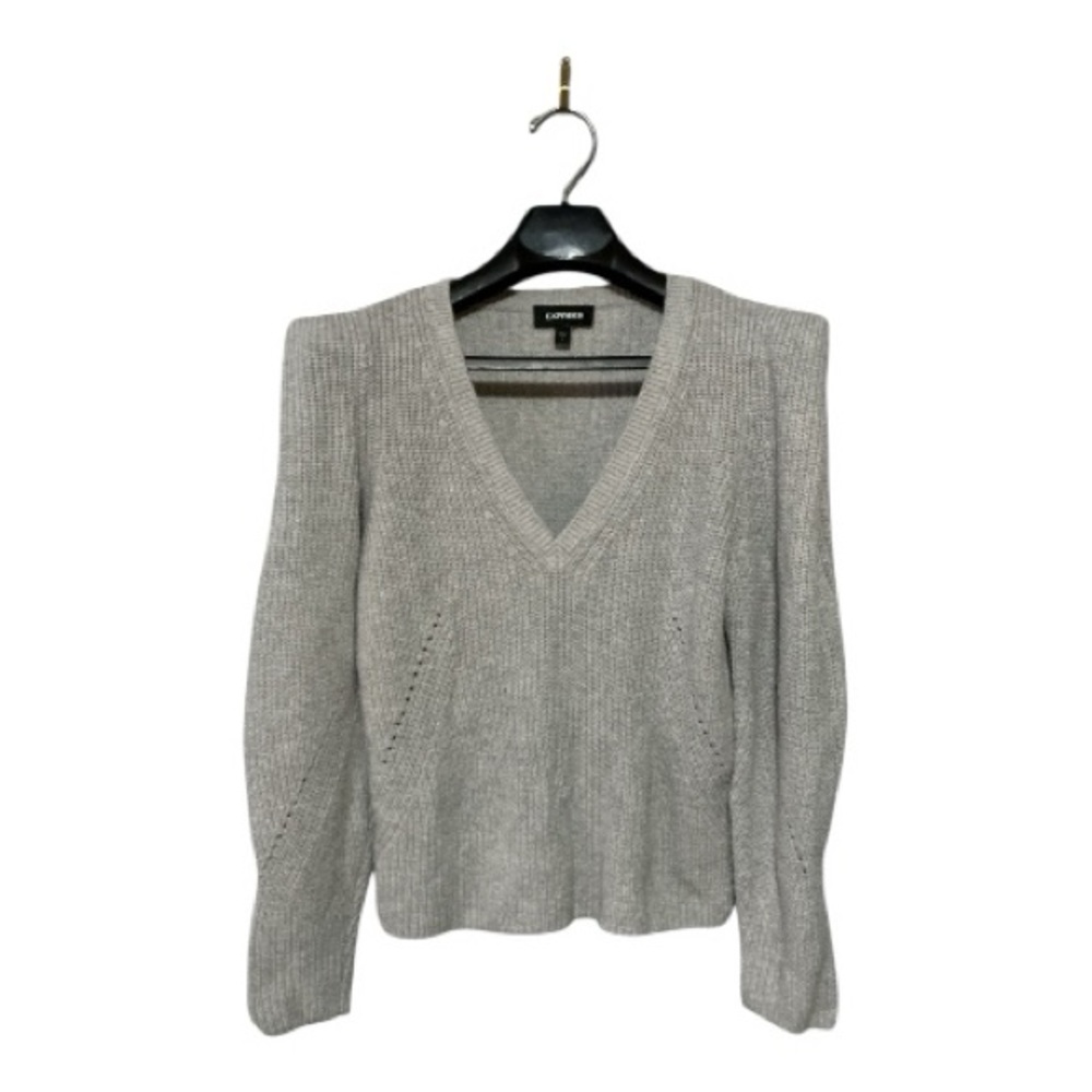 Express Gray V-Neck Women's Sweater